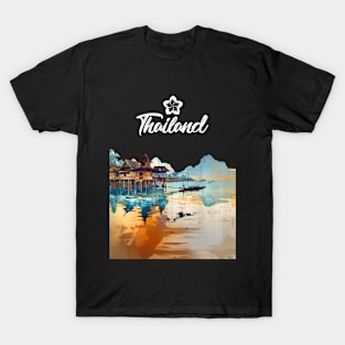 Thailand: Postcard from Thailand the Orchid of Asia on a dark (Knocked Out) background T-Shirt